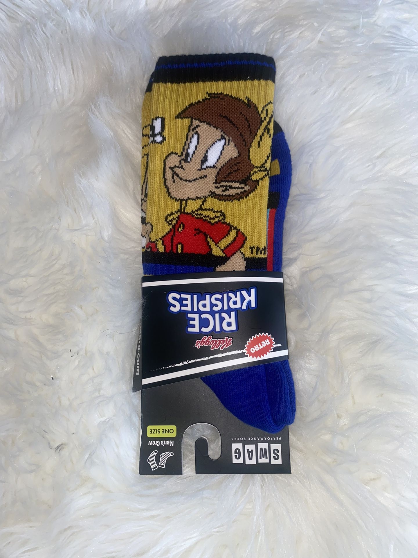New Retro Kellogg's Swag Rice Krispies Cereal Crew Socks Snap/Crackle/Pop Men's one size