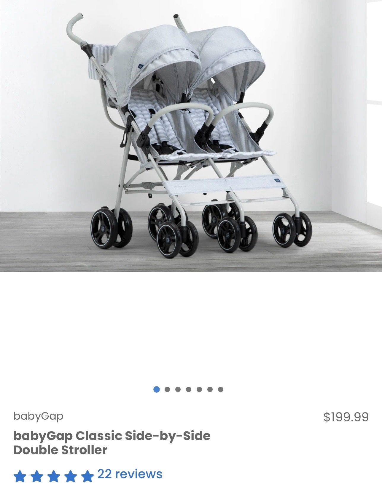 New Baby Gap Grey Classic Double Stroller/ Side By Side 