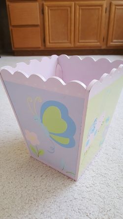 Girls Butterflies Wastebasket Trash