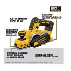 20V MAX XR Cordless Brushless 3-1/4 in. Planer (Tool Only)