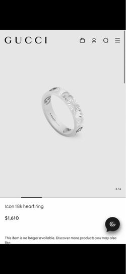 18K GUCCI WHITE GOLD ICON HEART AND STAR RING