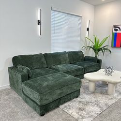 New Cloud  Forest Green Chenille Modular Sectional Sofa Couch