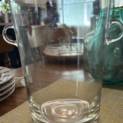 Large glass vase with handles 10inches