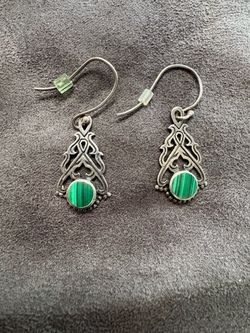 Sterling Silver Ring With Malachite/ Matching Ring