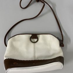 Liz Claiborne White with Brown Trim and Ring Purse with Brown Strap