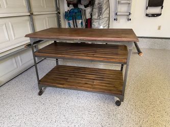 Industrial Rustic Rolling Kitchen Island / Work Table