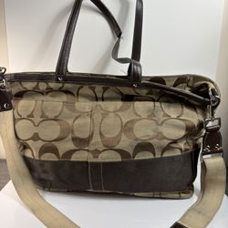 Coach Brown And Tan Diaper Bag Tote