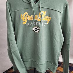 Women's NFL Team Apparel Green Bay Packers Wide Neck Hoodie Size Large