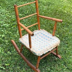 Vintage Kids Wooden Colonial Rocking Chair