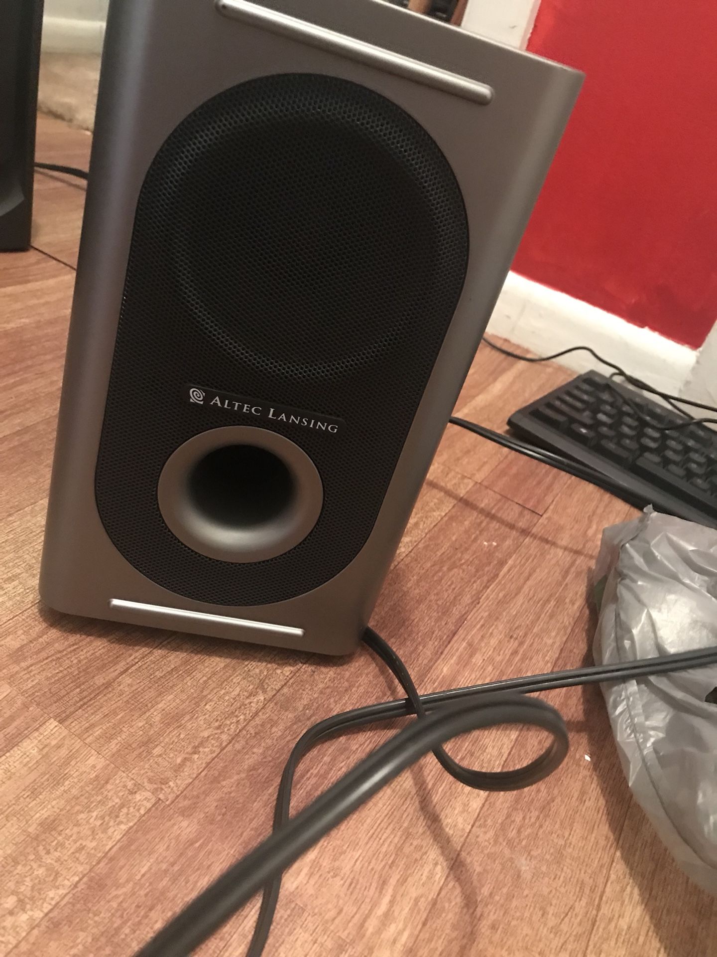 Rarely used Altec Lansing 221 Amplified Speaker System. Will be picked up by bulk trash on 7/20/18