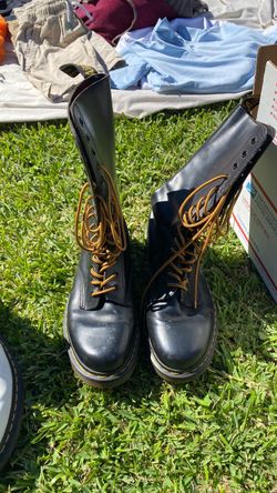 Dr Martens High Calf Black Leather lace up Boots