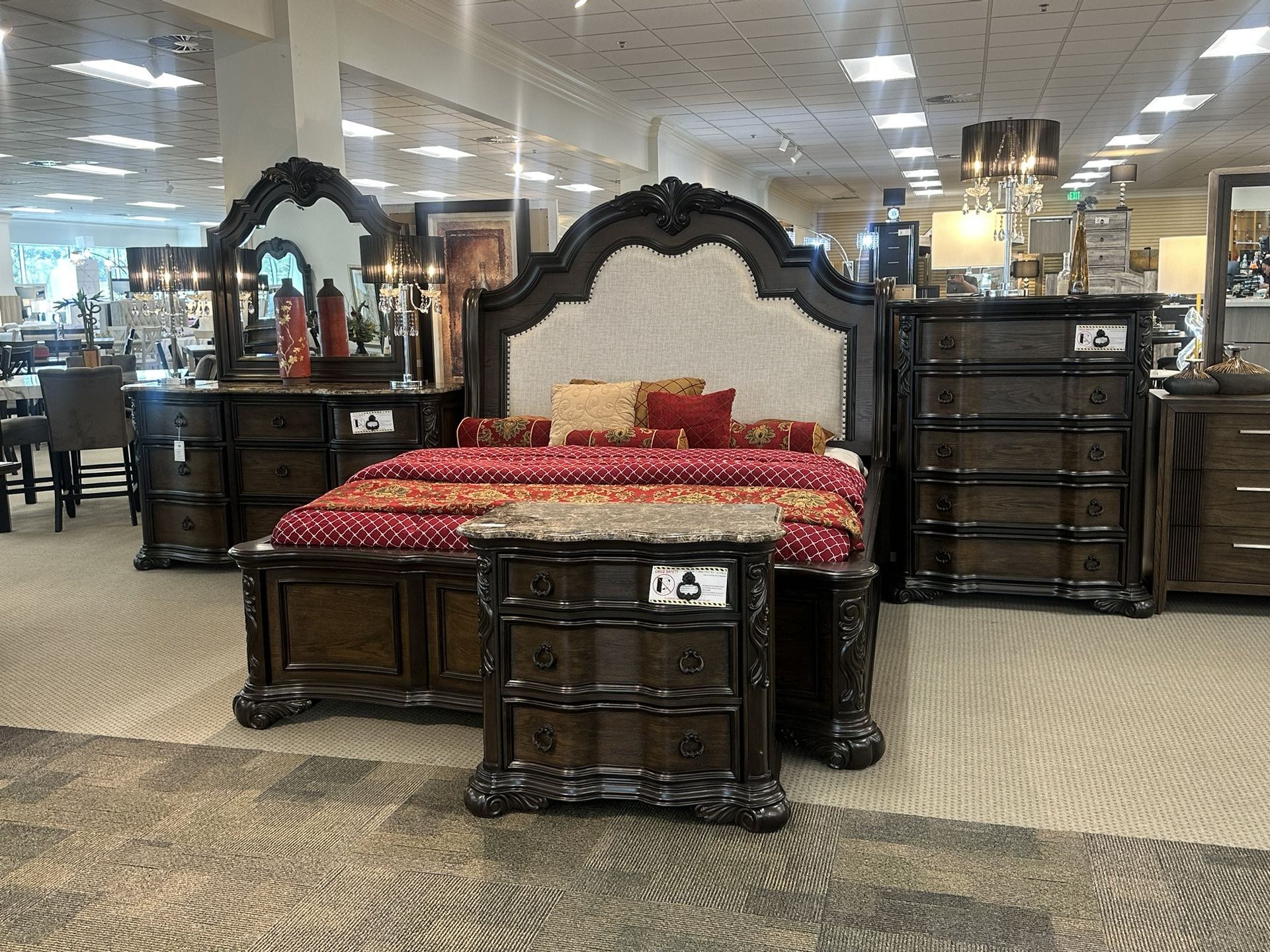 Bedroom Set Brown Queen King 