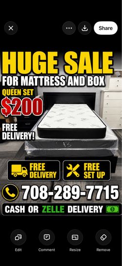 Huge sale for Mattress And Box Twin size #mattress and box 150.$ full 190$ Queen 200$ king 290$. free delivery free set up 708….289…7715… cash or Zell