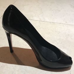 High Heels Black Patent Open Toe