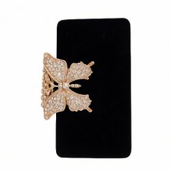Elegant Black Velvet Evening Clutch with Gold Butterfly & Rhinestones – Formal Purse