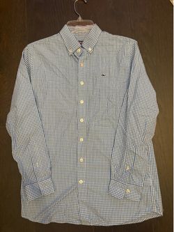 Vineyard Vines Boys 16 Blue/White Check Button-Down 100% Cotton