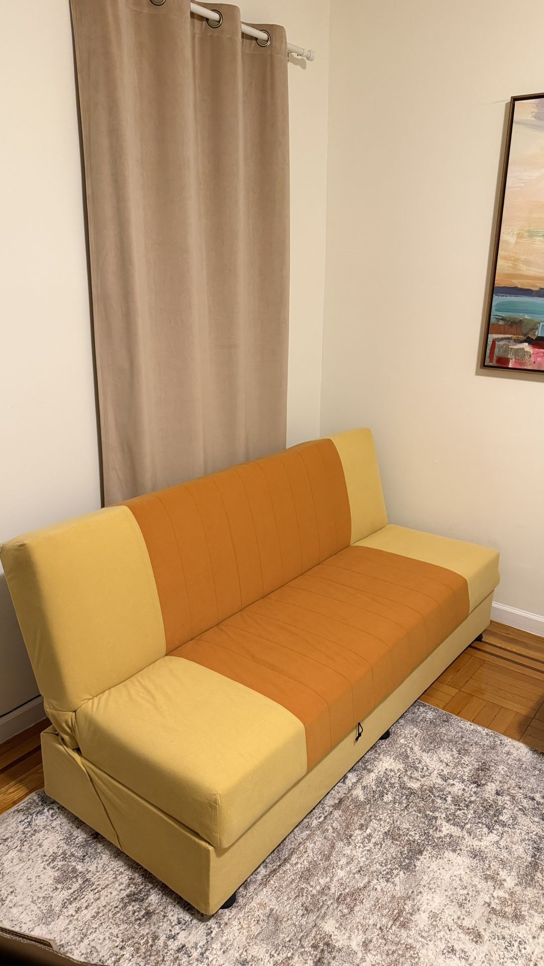 Yellow and orange sofa