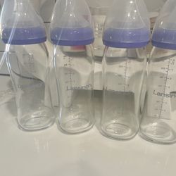 4 Lansinoh Glass Baby Bottles 9oz
