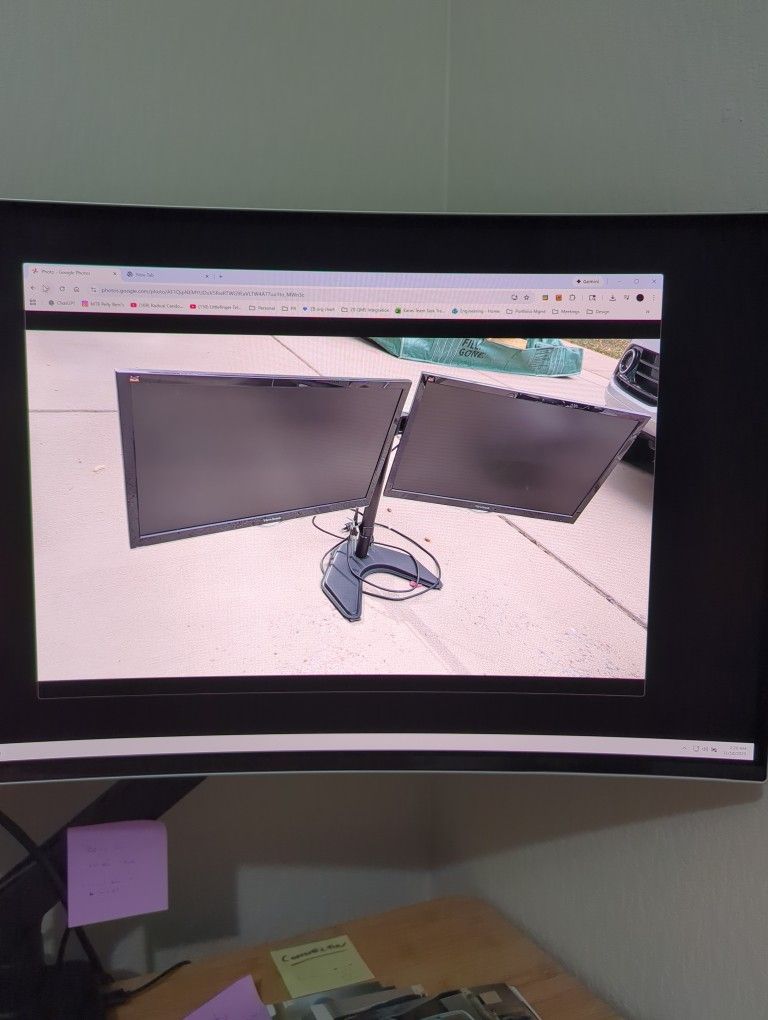 2 Computer Monitors And Adjustable Stand