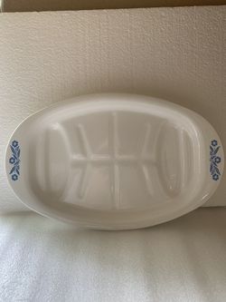 Vintage Corning, Ware, Meat Platter, Design Blue Cornflower