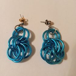 VTG 80's 2" Retro Aluminum Hoop Dangle Earrings
