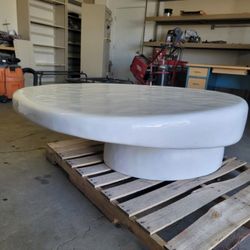 ALASTOR HIGH-GLOSS WHITE CONCRETE OVAL COFFEE TABLE