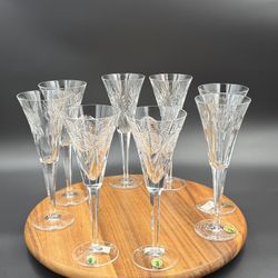 8 Waterford Crystal Lead Millennium Fluted Champagne Glasses 4 Designs Set 8 wedding 90