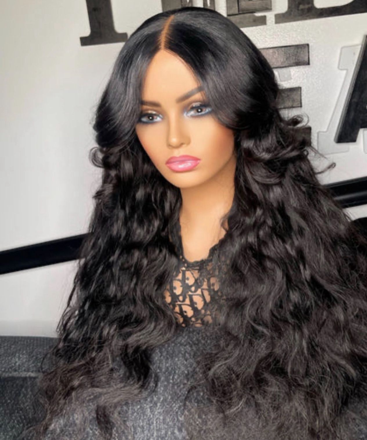 Wavy Natural Black Clip Wig
