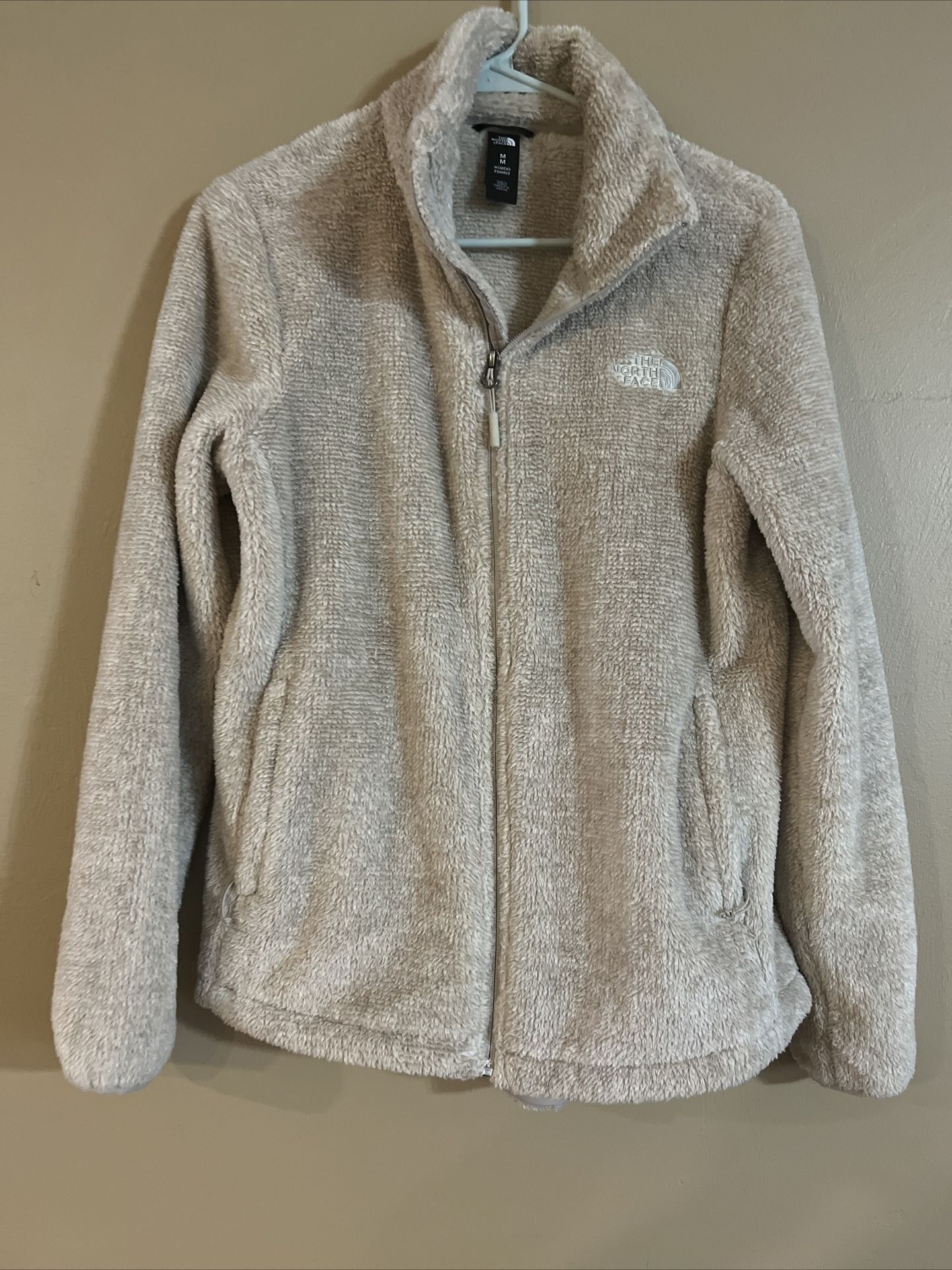 The North Face Jacket Sherpa Fleece Fuzzy Zip Cozy Soft Coat (tan/beige)