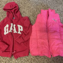Kids Girl Hoodie Jacket Gap And Puma Puffer Vest Size 3T/4t Winter 