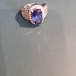 Blue And White CZ Ring