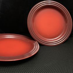 2 Le Creuset Stoneware Salad Plate  8.5” 22cm Cerise Red Second Choix