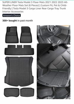 Tesla Model 3 Floor Mats 2021 2022 2023 All-Weather Floor Mats Set