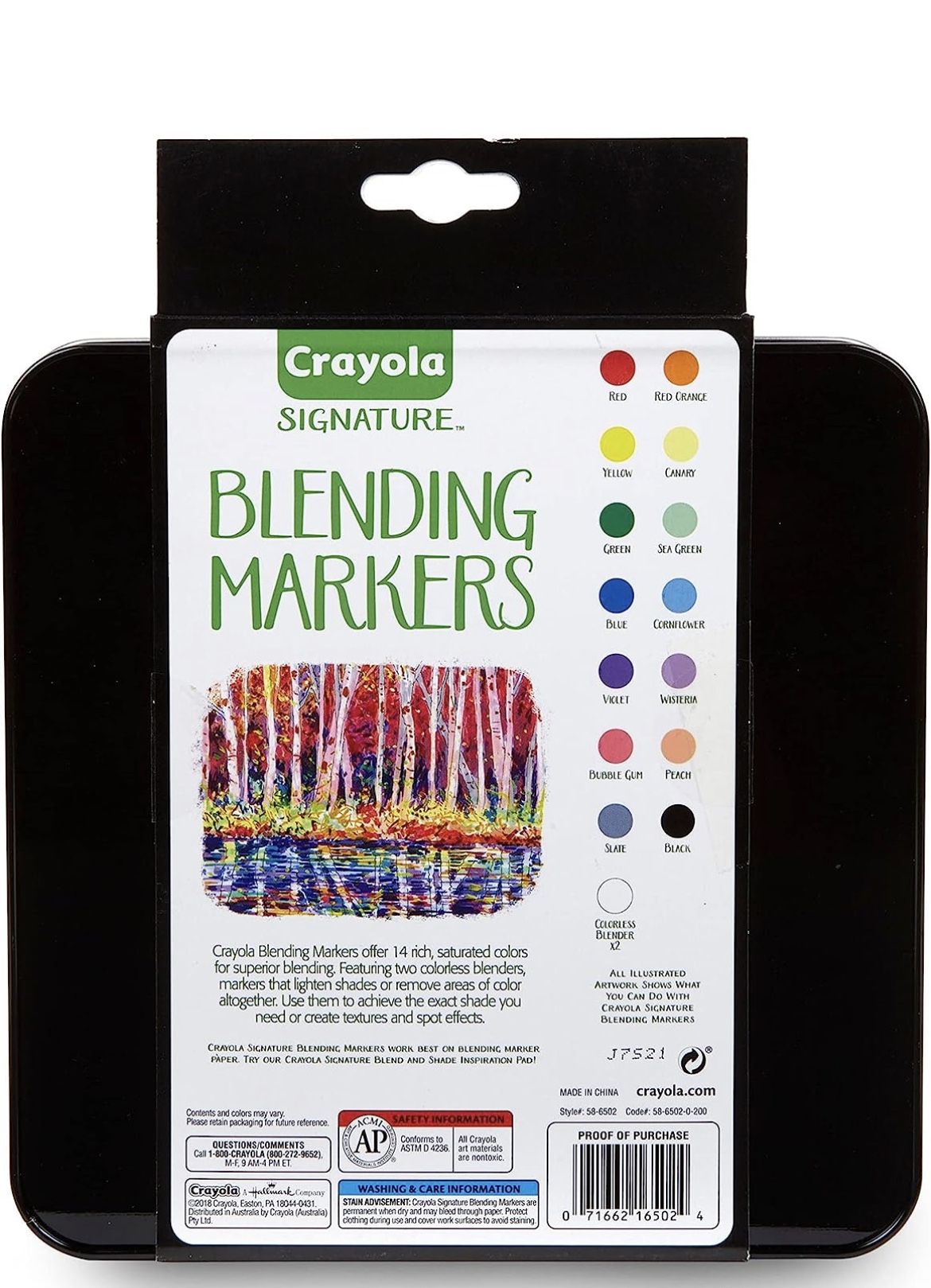 Crayola Blending Marker Kit with Decorative Case, 14 Vibrant Colors & 2 Colorless Blending Markers