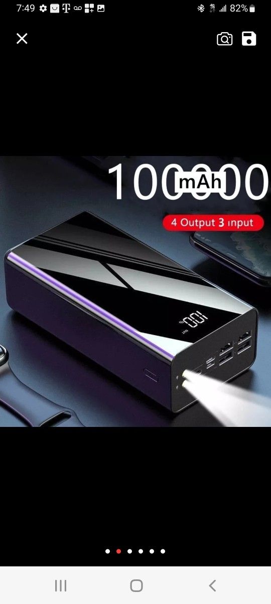 100000 M Ah Portable Moblie Power Bank With Usb Led Display