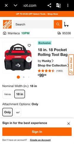Bolsa para herramientas  husky 18" con llantas