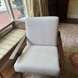 Otio Welsh Taupe Walnut Lounge Chair,  Like New, Perfect Condition