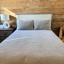 Pottery Barn Wood & Upholstered Queen Headboard