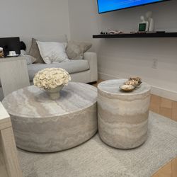 Faux Marble Coffee Table Set 