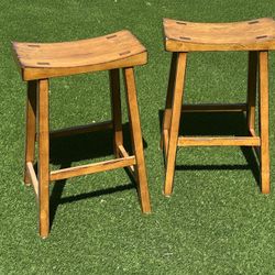 Pair Of Wooden Stools 