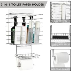 Wall Mount Toilet Paper Holder & Dispenser Shower Caddy
