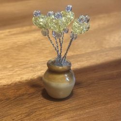 Handmade Miniature Beaded Flower In Pot