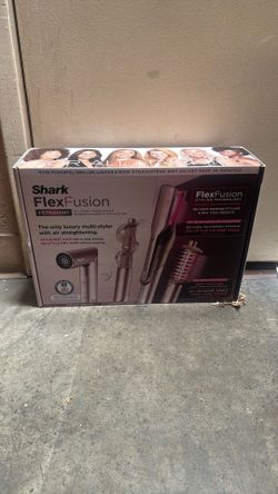 Shark FlexFusion Hair Straightener & Powerful Hair Dryer with Fusion Hair Brush, Ceramic Air Styler with Auto-Wrap Curlers & Concentrator, Ceramic Pla