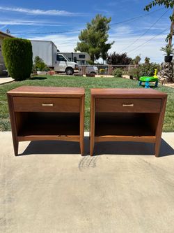 Mid-Century Walnut Wood Nightstands