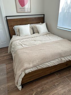 Queen Bed with Mattress & Nightstand