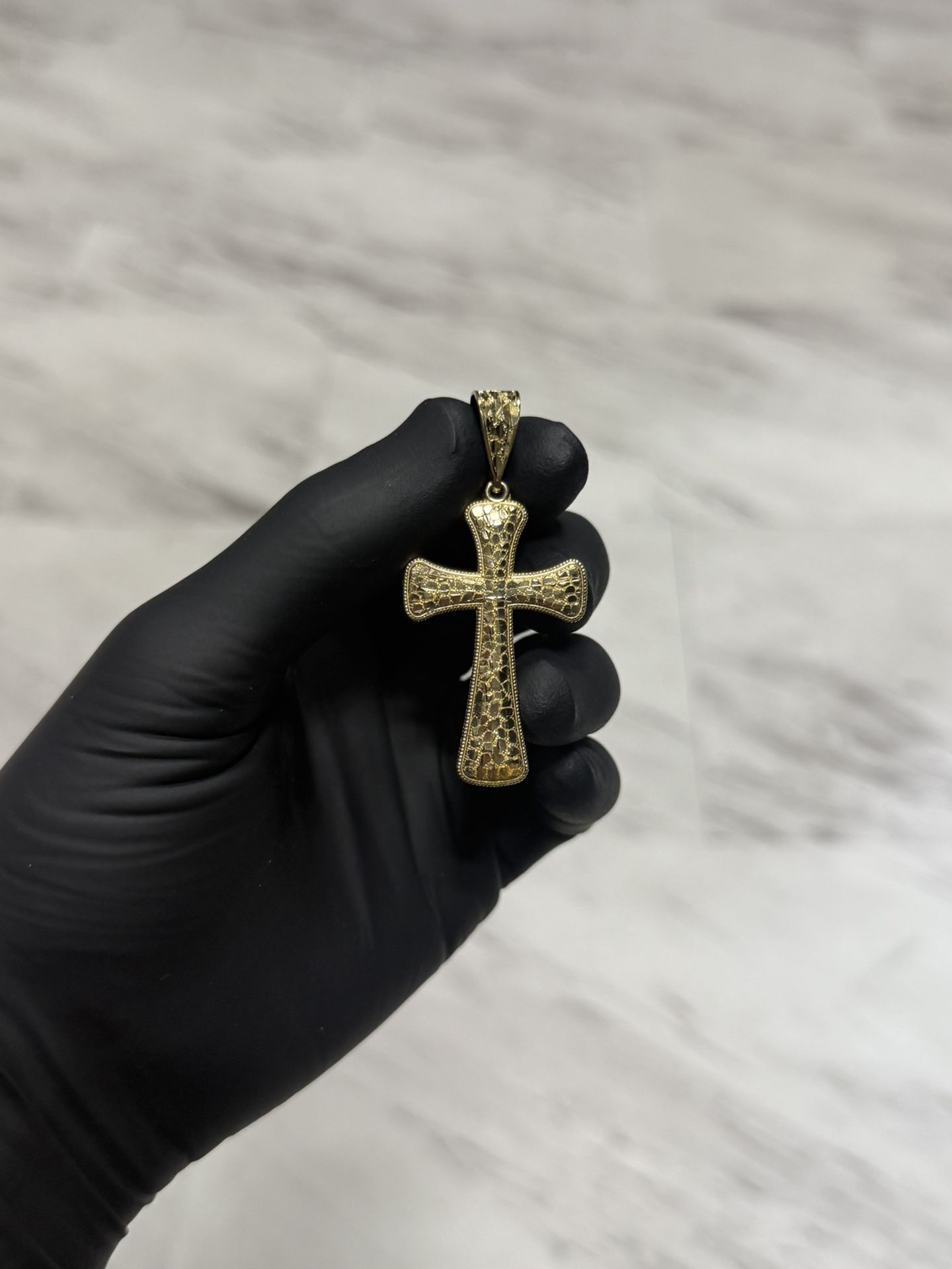 14K Gold Nugget Cross