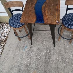 Beautiful Epoxy river Bar Height Table