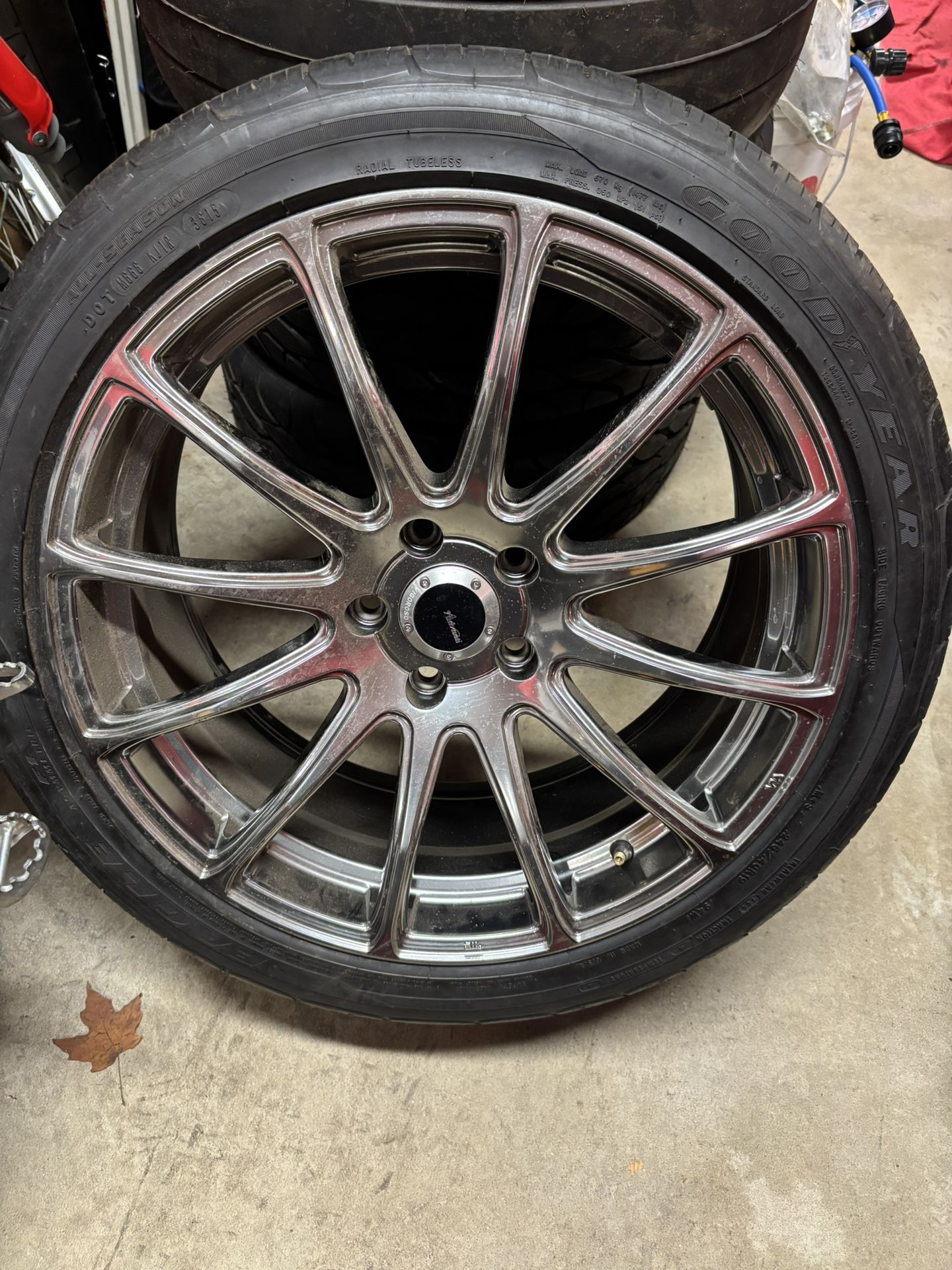 1 rim and tire like new advanti rim Goodyear eagle F1 tire 245/40r19 5x114.3 with center cap $150