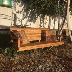 RED OAK PORCH SWINGS, 5 Feet  Wide, With Chain ,Oil Finish $450