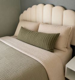 Velvet cream colored full/queen headboard